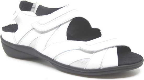 Durea, 7390 219 8255, Witte brede dames sandalen met klittenband sluiting