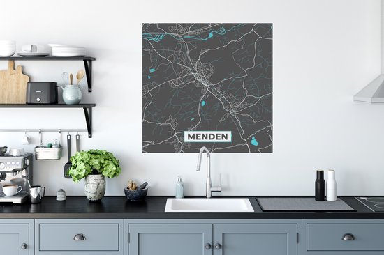 Stickers muraux - Carte - Plan d'étage - Plan de la ville - Menden - Allemagne - Blauw - 80x80 cm - Feuille adhésive