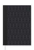 Notitieboek - Schrijfboek - Geometrische vormen - Art deco - Goud - Zwart - Notitieboekje klein - A5 formaat - Schrijfblok