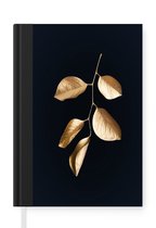 Notitieboek - Schrijfboek - Bladeren - Black and gold - Luxe - Notitieboekje klein - A5 formaat - Schrijfblok