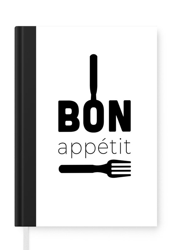 Notitieboek - Schrijfboek - Quotes - Bon appetit - Keukengerei - Notitieboekje klein - A5 formaat - Schrijfblok