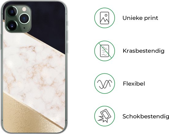 Coque iPhone 11 Pro - Imprimé marbré - Goud - Rose - Coque en Siliconen téléphone -
