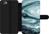 Bookcase Geschikt voor iPhone SE 2020 telefoonhoesje - Marmer print - Mineralen - Natuursteen - Met vakjes - Wallet case met magneetsluiting