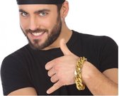Gouden bling bling schakelarmband met grove schakels - verkleed accessoire - rapper/hiphop/pimp kostuum
