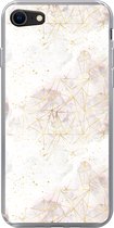 Geschikt voor iPhone SE 2020 hoesje - Marmer print - Geometrie - Goud - Siliconen Telefoonhoesje