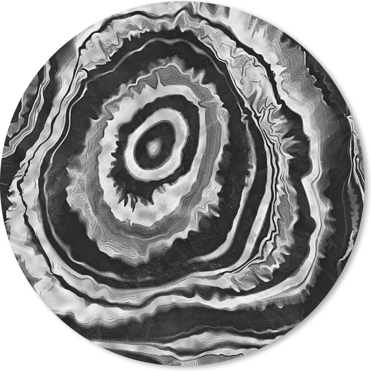 Muismat rond 30x30 cm - Mousepad Marmer - Zwart - Patroon - Ronde muismatten