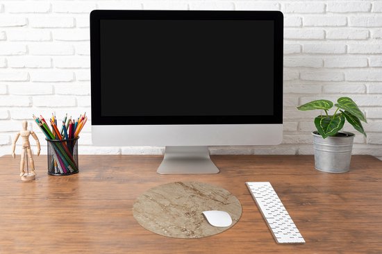 Muismat rond 40x40 cm - Mousepad Marmer - Bruin - Patronen - Ronde muismatten