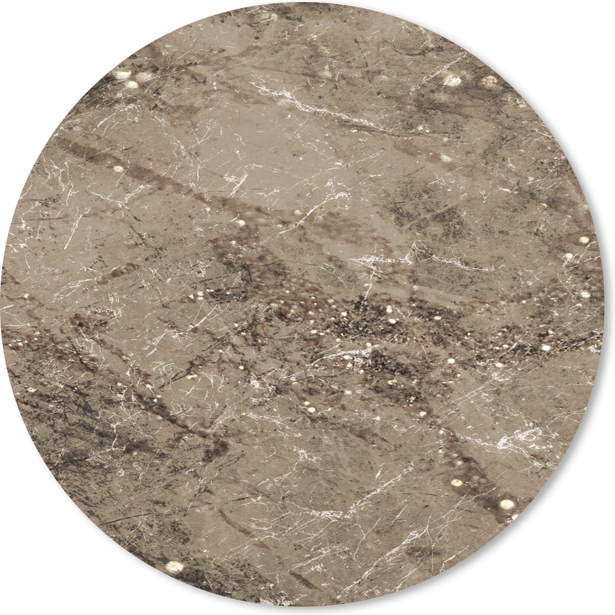 Muismat rond 30x30 cm - Mousepad Marmer - Bruin - Glitter - Ronde muismatten