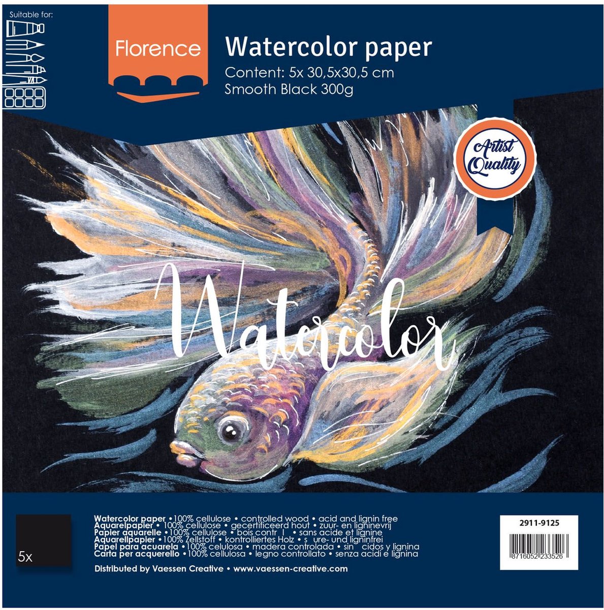 Papier Aquarelle Pcasso ® Katoen - Format A4 - 30 Feuilles - 300 gr/ m2 -  Bloc | bol