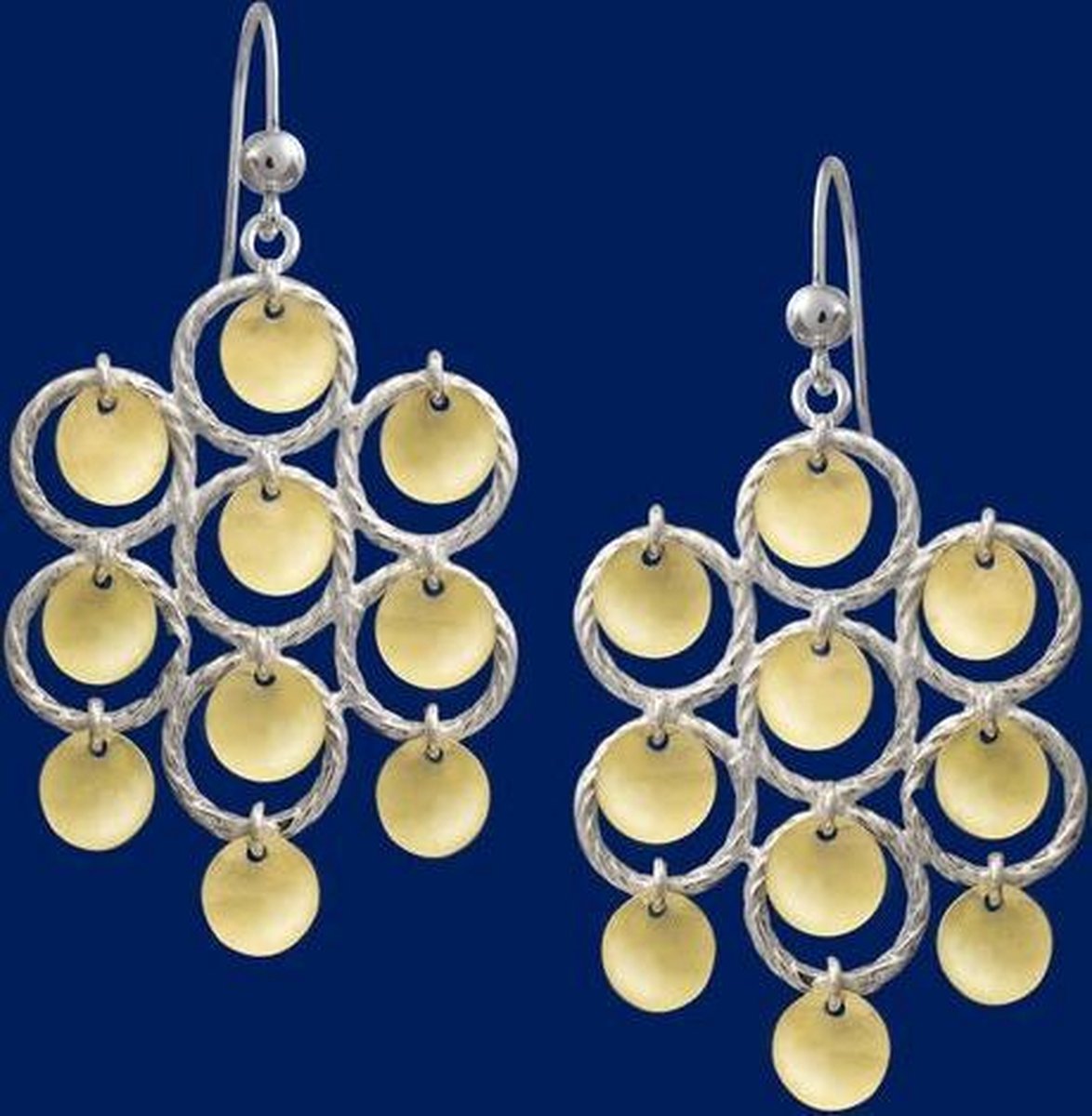Oorbellen, hang, Zilveren Risku 33mm