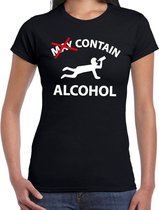 May contain alcohol drank fun t-shirt zwart voor dames - drank / drink shirt kleding XL