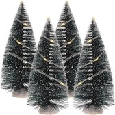 4x Kerstdorp onderdelen straatverlichting kerstbomen 15 cm - Met verlichting - Kerstversieringen/kerstdecoraties