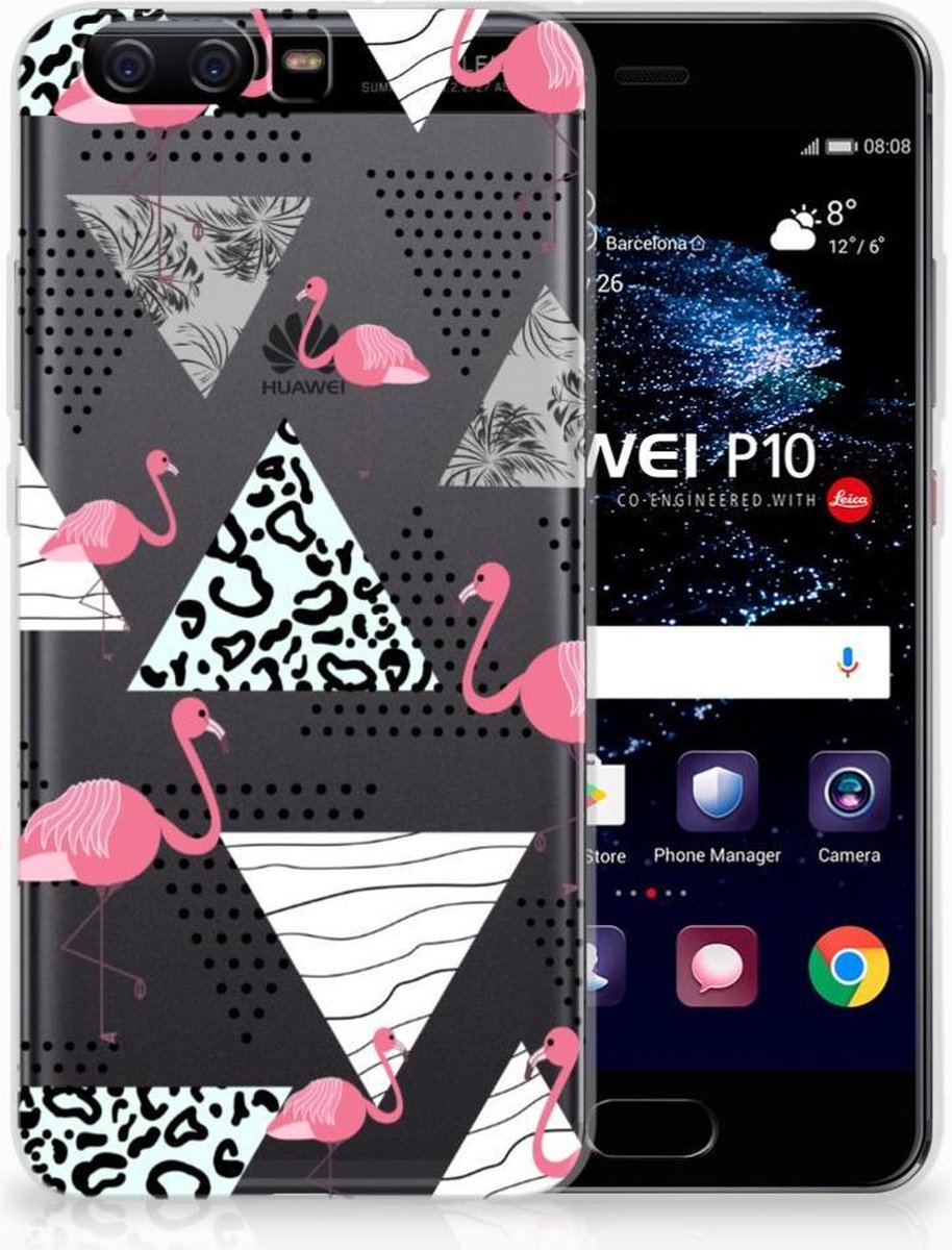Huawei P10 TPU Hoesje Flamingo Triangle op Prijzenvolger.com