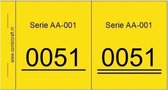 Grote dubbelnummers, lootjes, garderobenummers - geel - 1000 stuks