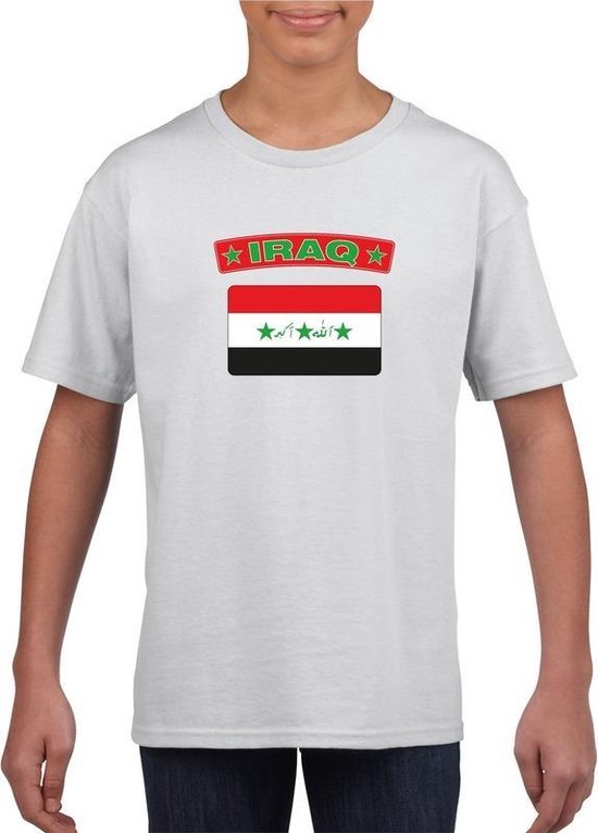 Irak t-shirt met Irakese vlag wit kinderen 134/140