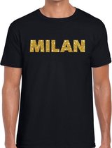 Milan gouden glitter tekst t-shirt zwart heren M