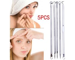 Mee-eters & Acne Verwijderen Set - RVS Tegen Puistjes 5-Delig - Compleet- Acne Verzorging set -…