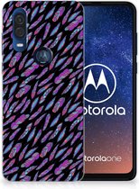 TPU bumper Motorola One Vision Feathers Color