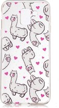 Shop4 - Samsung Galaxy J6 (2018) Hoesje - Zachte Back Case Alpaca's Transparant