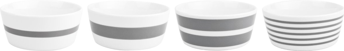 Salt&Pepper Stripes Kom - 13 cm - grijs - 4 stuks