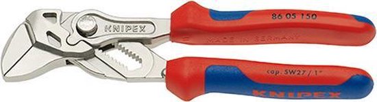 Knipex tang met rode en blauwe handvatten, 86 05 150.