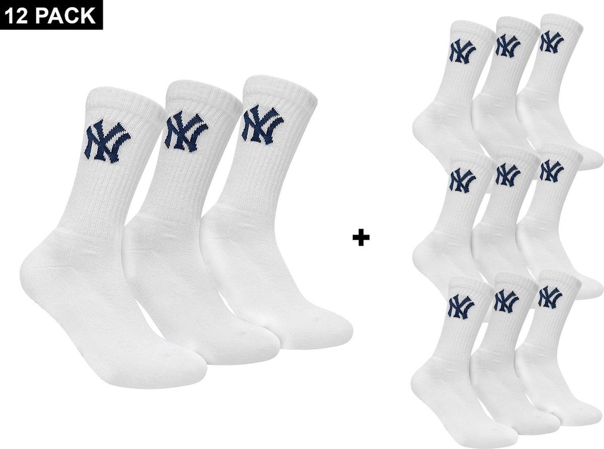 New York Yankees - 12-Pack Crew Socks - Voordeelverpakking Sokken - 35 - 38 - Wit