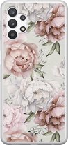 Samsung Galaxy A32 5G siliconen hoesje - Klassieke bloemen - Soft Case Telefoonhoesje - Beige - Bloemen