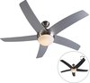 QAZQA cool - Design Plafondventilator met lamp en afstandsbediening - 2 lichts - Ø 1300 mm - Staal - Woonkamer | Slaapkamer | Keuken