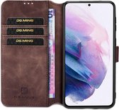 DG Ming Samsung Galaxy S21 Hoesje Retro Wallet Book Case Coffee