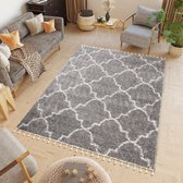 Tapiso Boho Vloerkleed Met Kwastjes Hoogpolig Bohemian Tapijt Maat- 120x170