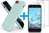 iPhone SE 2022 hoesje siliconen / iPhone SE 2020 Hoesje backcover - iPhone 7/8 Hoesje Nano siliconen TPU backcover - Mint Groen met 2 Pack Screenprotector