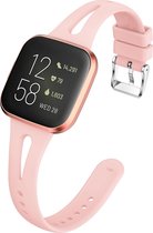 Shop4 - Geschikt voor Fitbit Versa 2 Bandje - Siliconen Dun Gespleten Roze