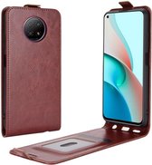 Xiaomi Redmi Note 9T Hoesje Verticale Flip Wallet Case Kunstleer Bruin