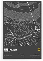 Walljar - Stadskaart Nijmegen Centrum II - Muurdecoratie - Poster