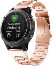 Shop4 - Garmin Fenix 6X Bandje (ook Pro, Solar en Sapphire) - Roestvrijstaal Rosé Goud