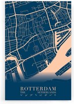 Walljar - Stadskaart Rotterdam Centrum VI - Muurdecoratie - Poster met lijst