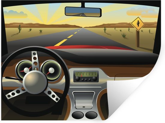 Sticker Muursticker Tableau de bord illustration voiture/avion -  Illustration tableau... | bol