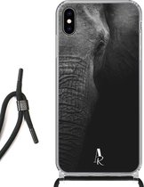 iPhone Xs Max hoesje met koord - Elephant Black and White