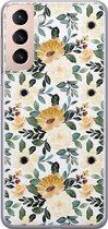 Samsung Galaxy S21 Plus hoesje siliconen - Lovely flowers - Soft Case Telefoonhoesje - Print / Illustratie - Bruin