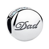 Dad bead blauwe zirkonia | vader papa bedel | Zilverana | geschikt voor Biagi , Pandora , Trollbeads armband | 925 zilver