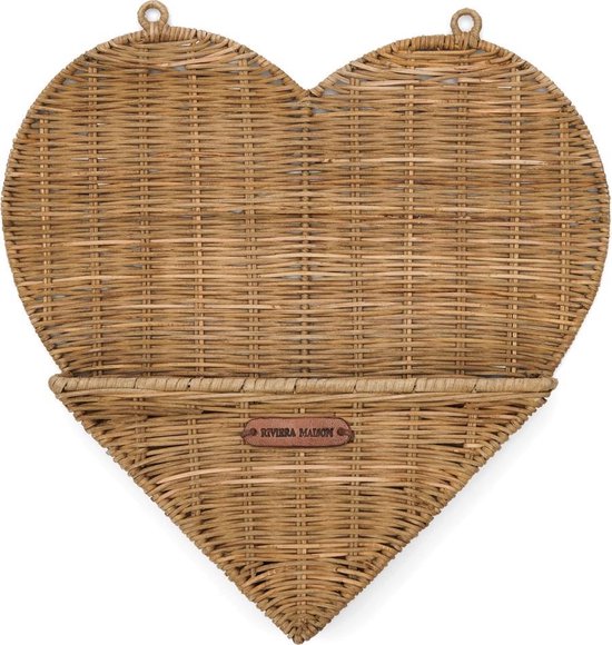 Rustic Rattan Heart Wall Organiser bol