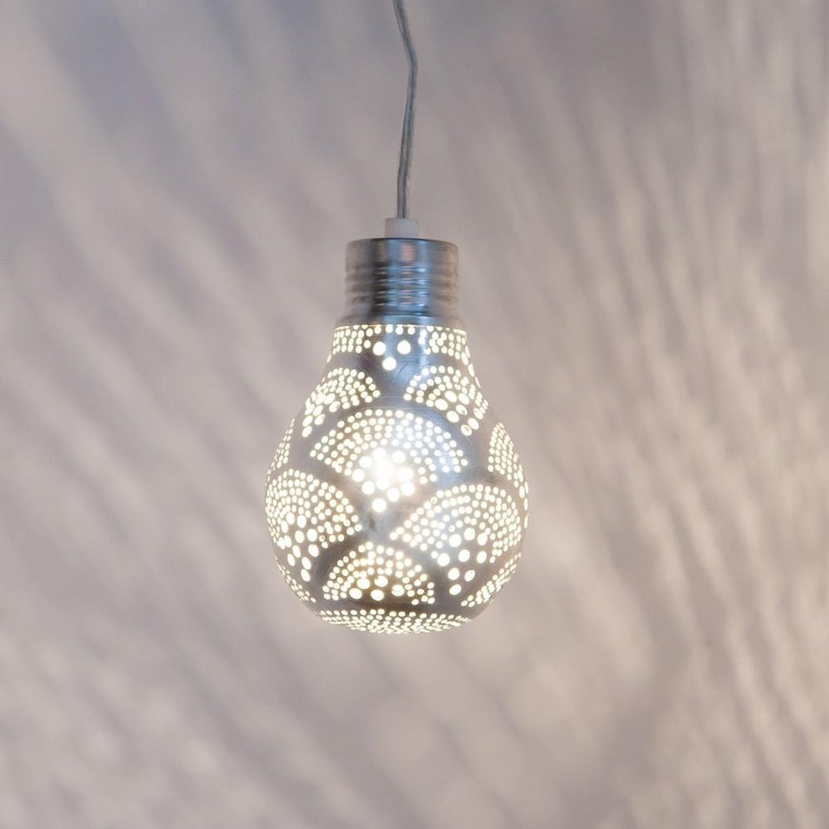 Zenza - Hanglamp - Oosterse Lamp- Little Pear - Fan - Zilver