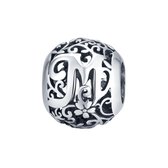 Letter M romantisch bedel | alfabet bead | Zilverana | geschikt voor Biagi , Pandora , Trollbeads armband | 925 zilver