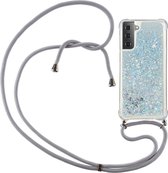 Lunso - Backcover hoes met koord - Samsung Galaxy S21 - Glitter Zilver