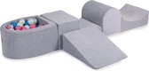Foam Speelset met ballenbak Grijs incl 100 Ballen: Licht Roze, Blauw, Wit Pearl, Mint