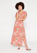 LOLALIZA Maxi jurk met tropische print - Koraal - Maat 38
