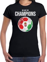 Hongarije EK/ WK supporter t-shirt - we are the champions met Hongaarse voetbal - zwart - dames - kleding / shirt L