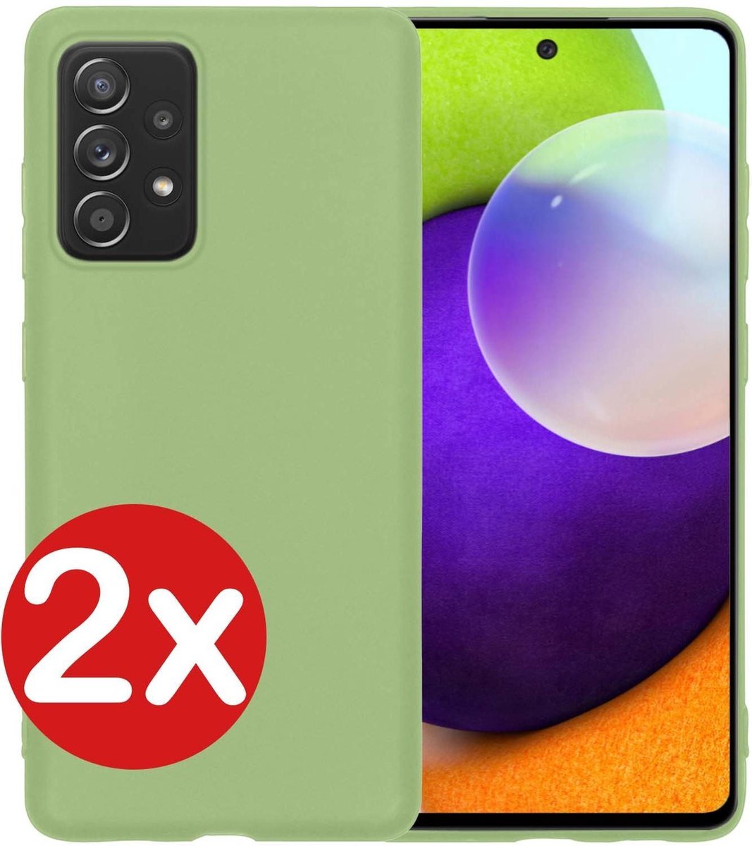 Samsung Galaxy A52 Hoesje Siliconen Case Cover - Samsung A52 Hoesje Cover Hoes Siliconen - Groen - 2 PACK