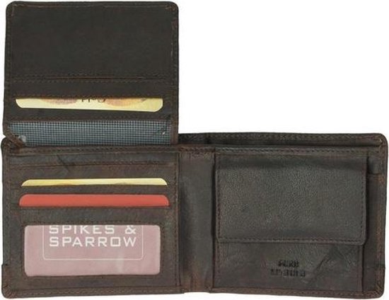 Porte-billets en cuir Spikes & Sparrow James - RFID - 12 cartes - Marron foncé