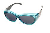 IZZLE Overzetbril Zonnebril Groot 2035A - Dames - Polariserend - UV400 - Blauw met zwart montuur/Gekleurd glas